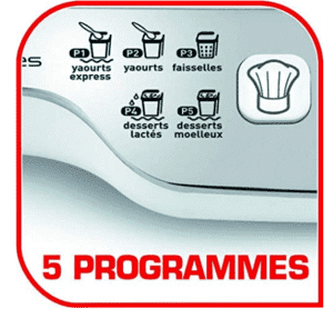 5 programmes sur la yaourtière multi délices express compact seb